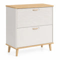 Scarpiera MDF Bianco e Legno Naturale con 2 Ante