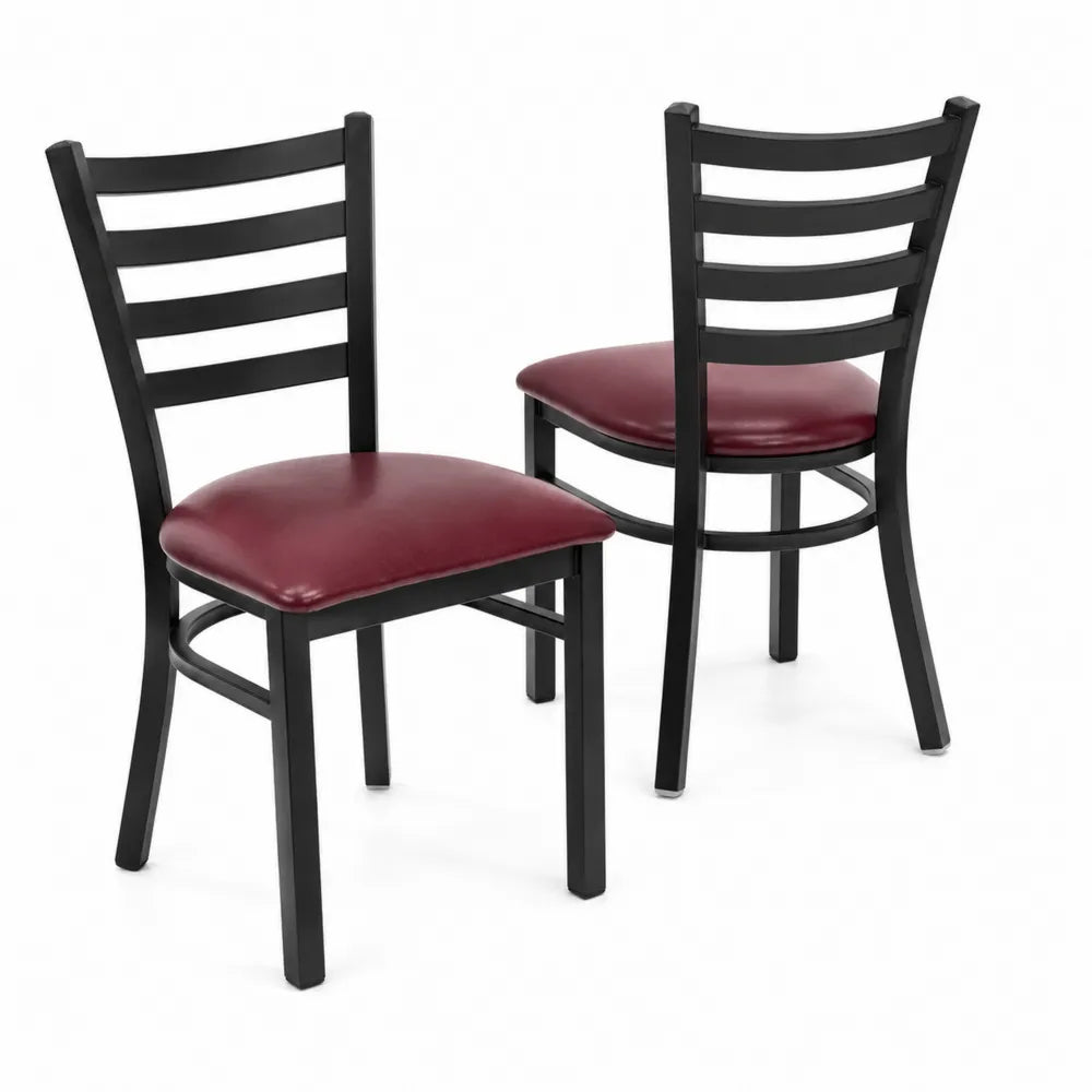 Sedie in Metallo Nero con Seduta in Ecopelle Bordeaux